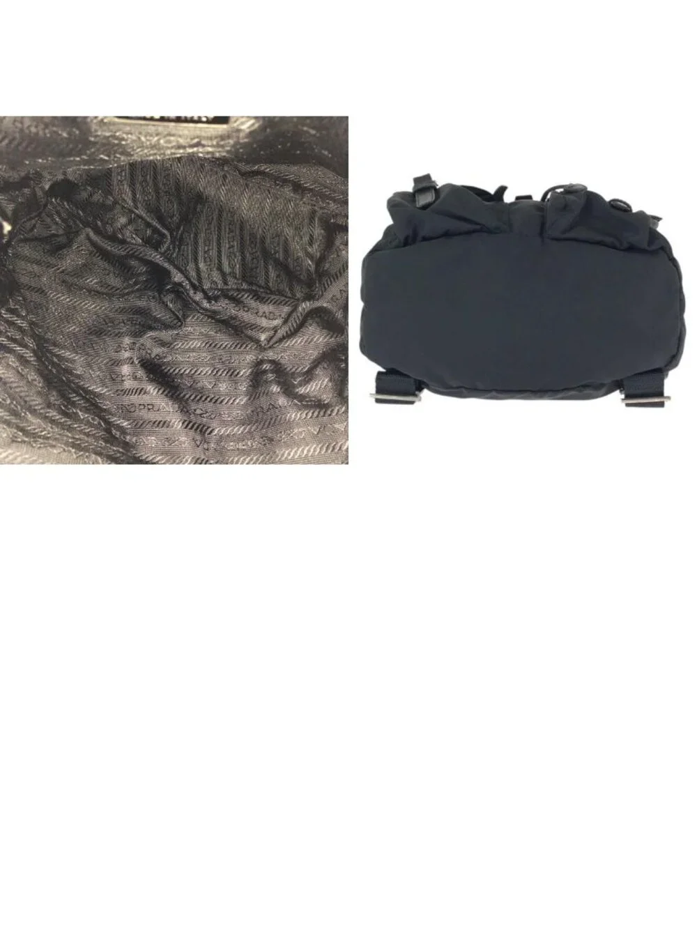 Prada Tessuto Black Silver Nylon Leather Backpack